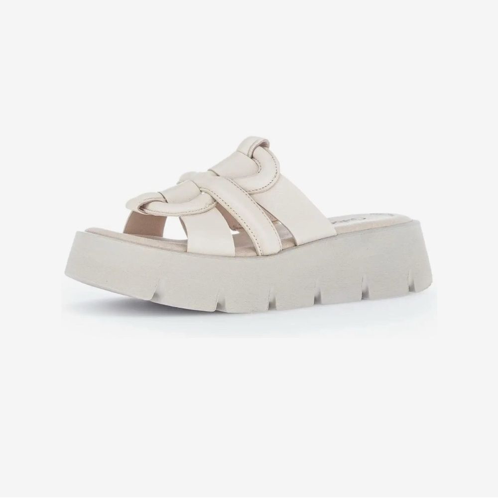 Gabor Cream Platform Sandals leather